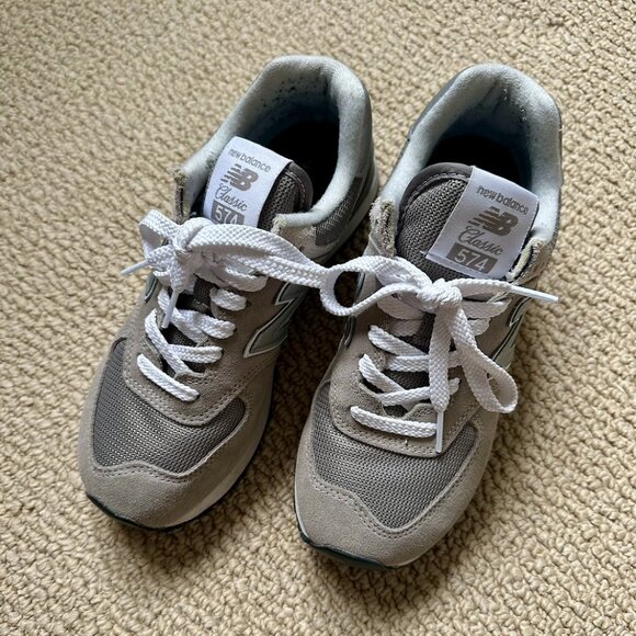 New Balance 574 Core White/Grey Women's Size 7 - Picture 1 of 4